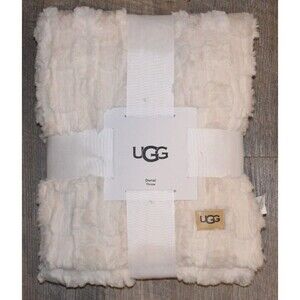 NWT UGG FAUX FUR PLUSH SHERPA LINED THROW SNOW WHITE 50 X‎ 70